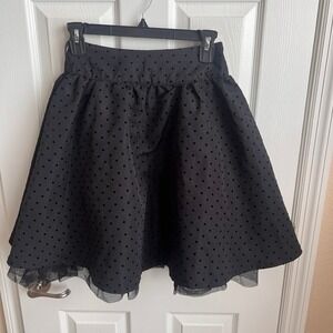 The Childrens Place‎ Black Polka Dot Skirt Girl's Adjustable Waist Size 8 Fancy